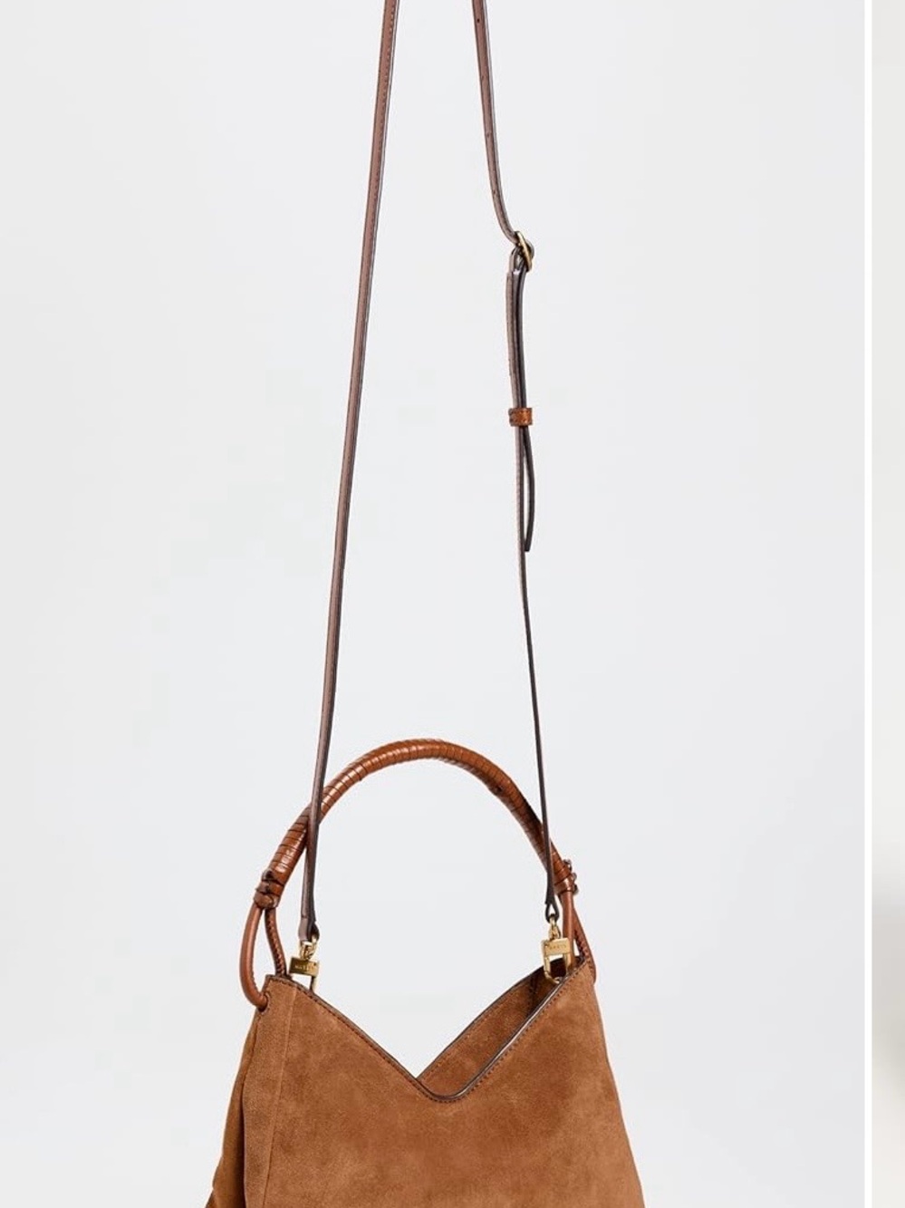 Staud Brown Suede Shoulder Bag with Top Handle